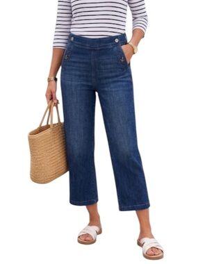 Talbots Sailor Crop Jeans 10 High Rise Dark Wash Nautical Denim
Y